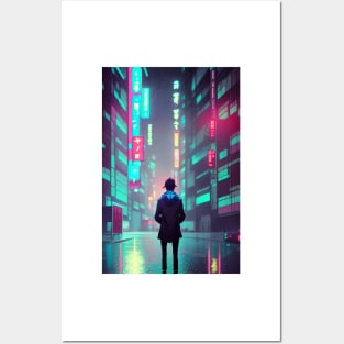 A Cool Man Tokyo Neon Anime Japan Night Street Vibes <3 Posters and Art